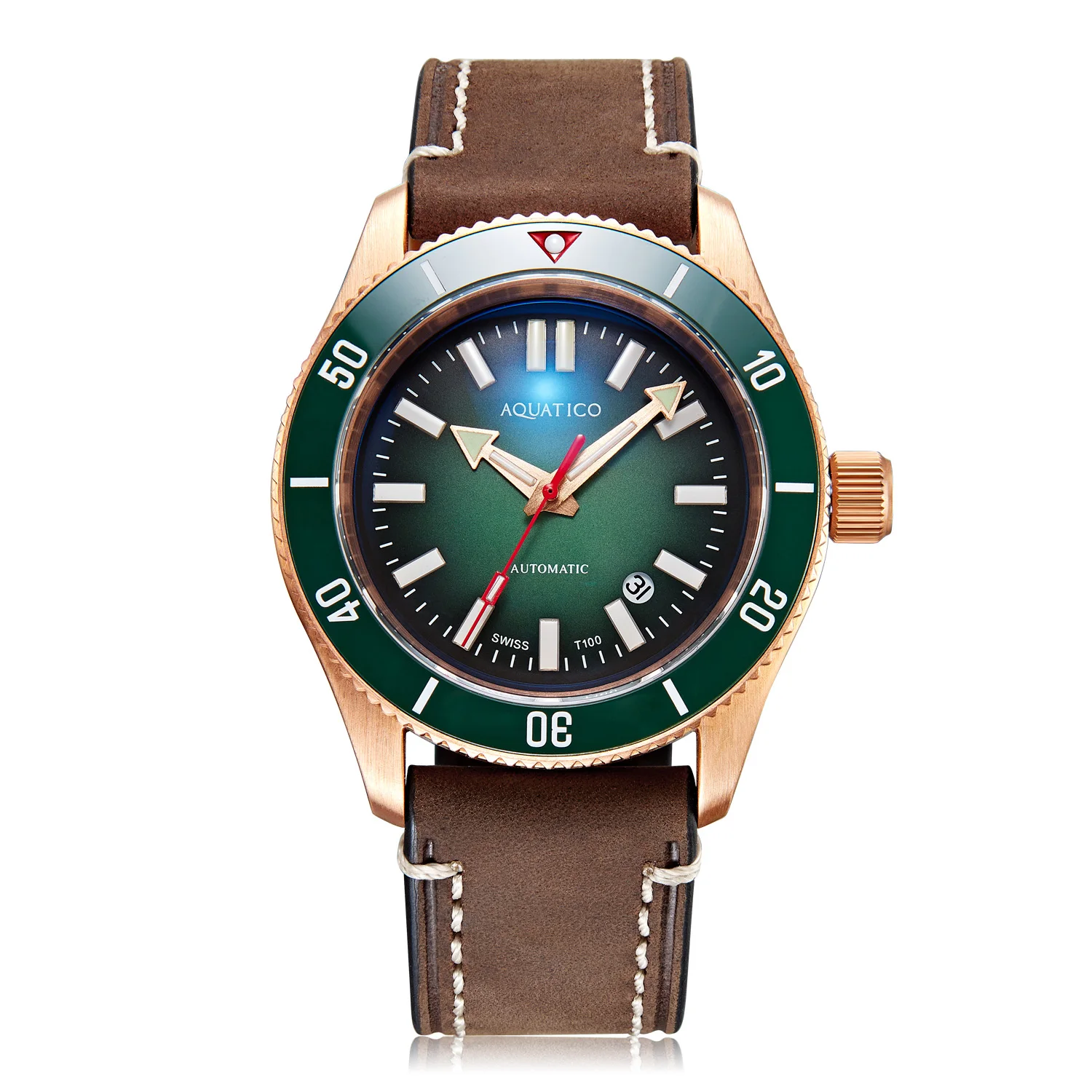 Aquatico Super Star Bronze Dive Watch Green Dial(SWISS ETA2824-2)