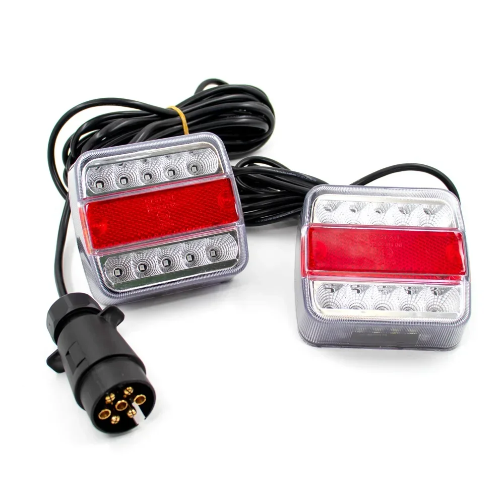 

1 комплект, 12 В, водонепроницаемый задний буксирный фонарь, 14 светодиодов, кабель для прицепа, 10 м, EN, 7 контактов, 10 м, стоп-сигнал, отражатель номерного знака