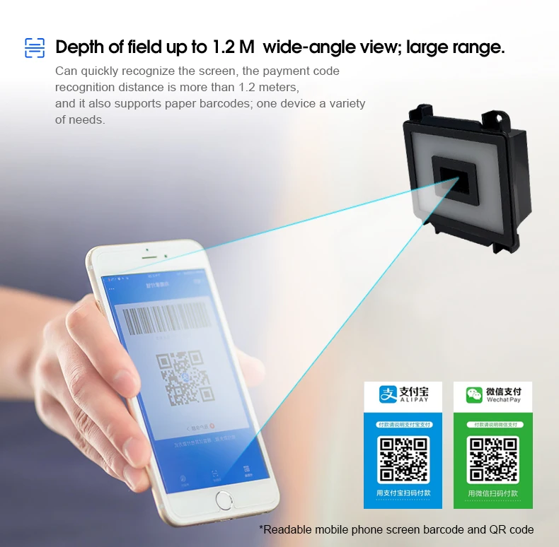 Фото Модуль сканера штрих-кодов RAKINDA 2D QR Code Embedded CMOS Kiosk Reader с интерфейсом USB, черный №3