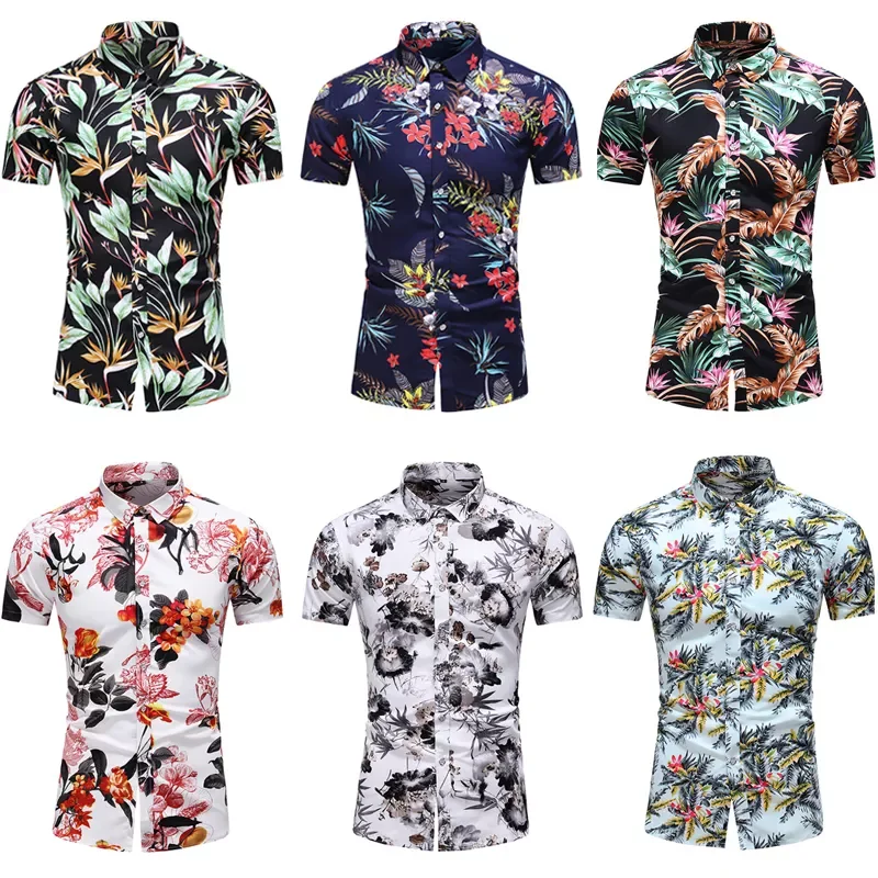 New2022 Size 5XL 6XL 7XL Men's Hawaiian Shirt 2020 Summer New Fashion Casual Printing Short Sleeve Flower Shirt Male Brand C