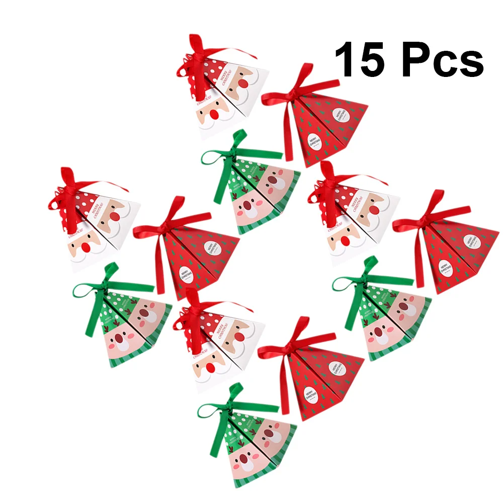

15pcs Christmas Gift Boxes Xmas Candy Boxes Treat Cookie Gift Box Christmas Wrapping Boxes for Home Party Festival ( Colorful )