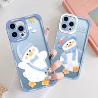 funny duck cases for iphone 13 12 mini 11 pro max xs x xr 7 8 plus se 2020 2022 transparent soft tpu protection shell cartoon