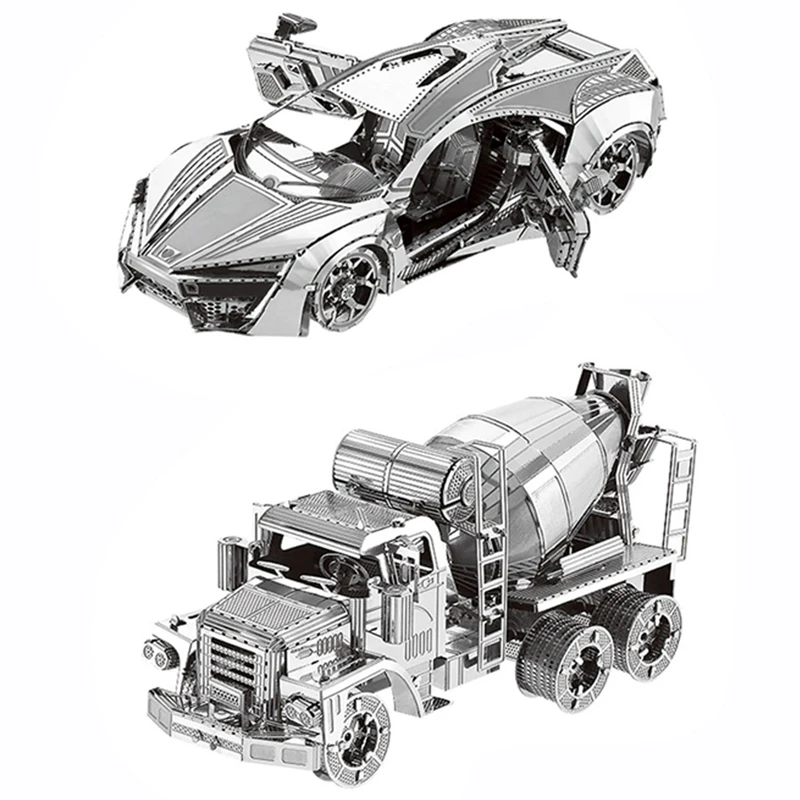 

NEW-Model 3D Puzzle Metal Model Kit Hypersport Racing Car Assembly Model & CEMENT MIXER Engineering Vehicle Assembly Model