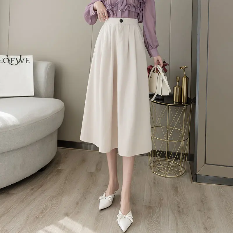 

Женская длинная юбка с завышенной талией, эластичная плиссированная юбка трапециевидной формы, элегантная офисная одежда Y2k для весны и лета