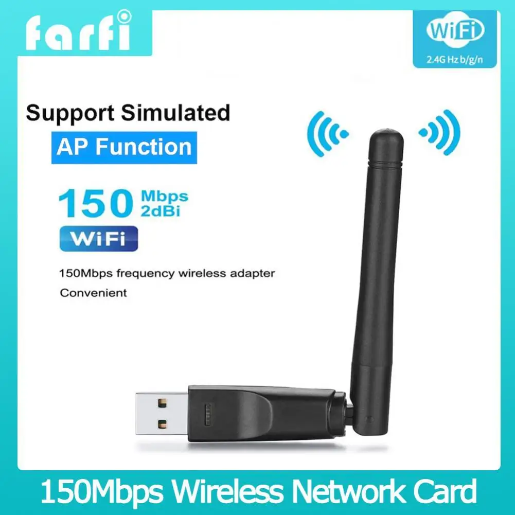 

USB Wi-Fi приемопередатчик беспроводная сетевая карта шифрование данных с антенной ABS 150 Мбит/с 802,11 B/g/n для компьютера ноутбука