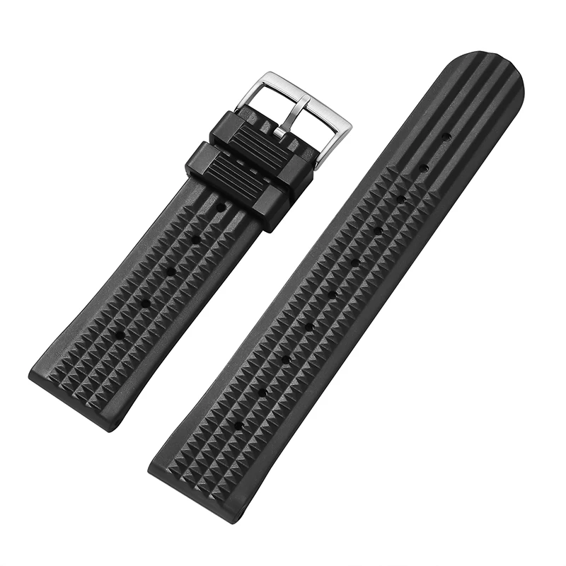 20mm Rubber Strap Men Black Silicone Bracelet Popularity Stainless Stell Buckle Quick Release Rubber Wristband Watch Accessories