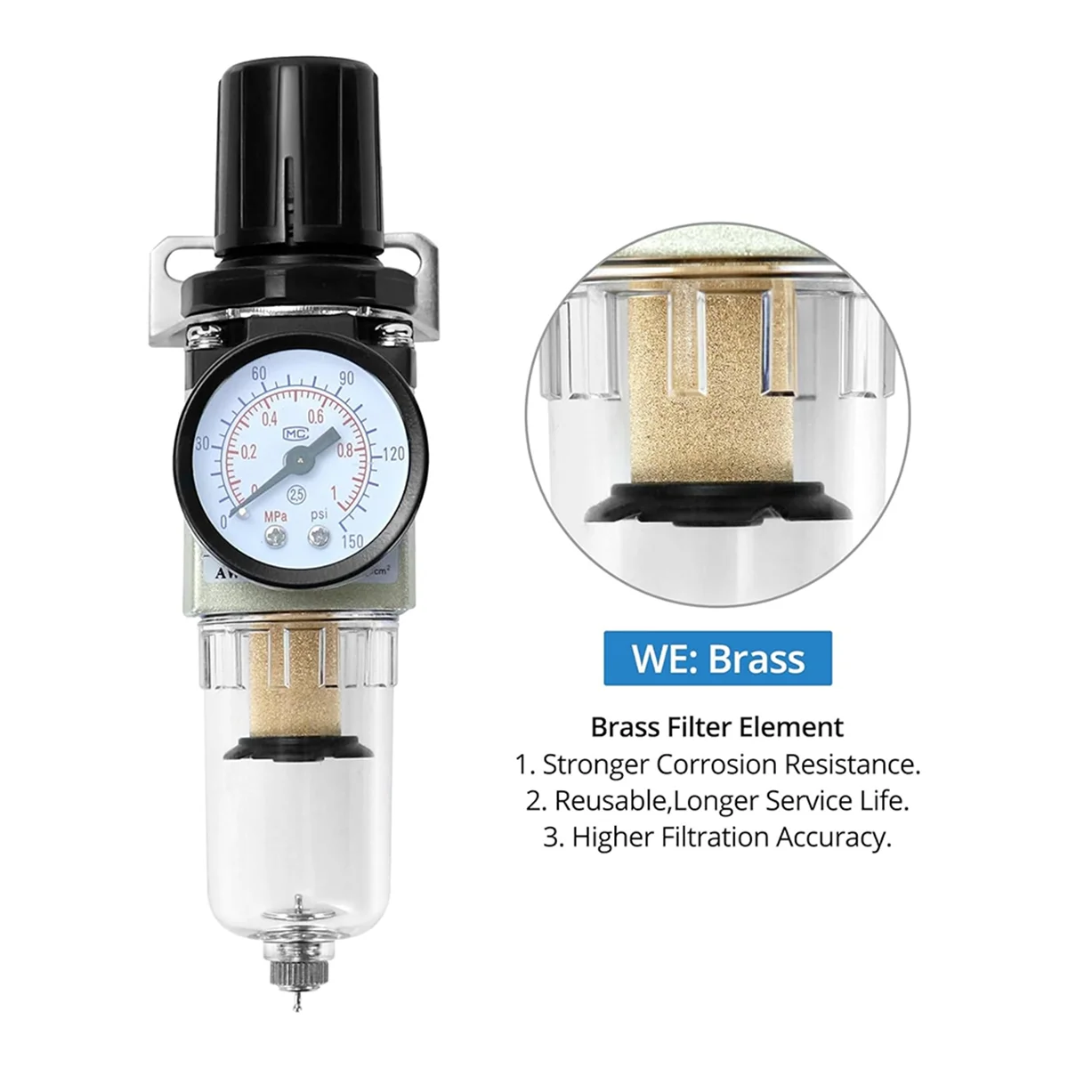1/4 дюймовый воздушный компрессор регулятор фильтра Combo AW2000-02-латунные элементы