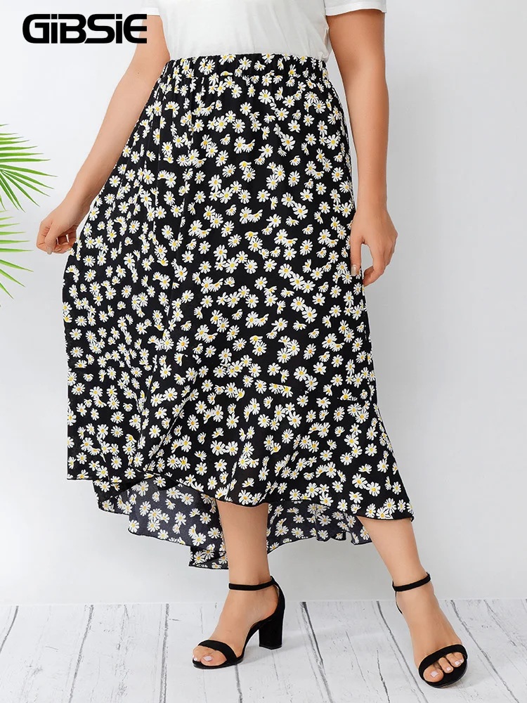 Юбка Женская длинная в стиле бохо с оборками и поясом на резинке |