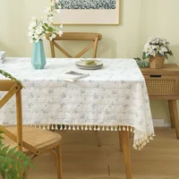 Pastoral Floral Tablecloth Small Daisy Indoor Outdoor Hotel Party Cotton Hemp Table Mat Coffee Table Cover Cloth