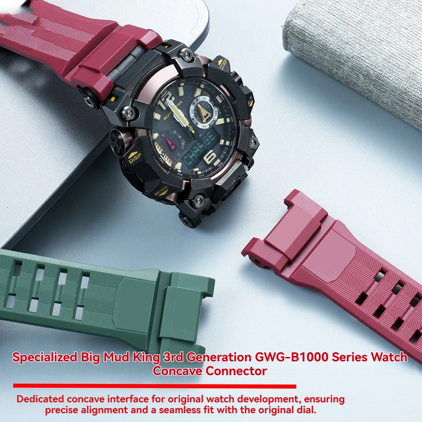 Фото Ремешок для часов Casio G-SHOCK Mudmaster GWG-B1000, третье поколение, модифицированный, из полимерной резины, мужские аксессуары для часов №3