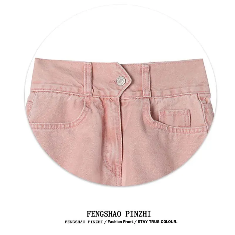 Summer Women's Denim Shorts Casual Jeans Shorts Solid Color High Waist Hot Pants