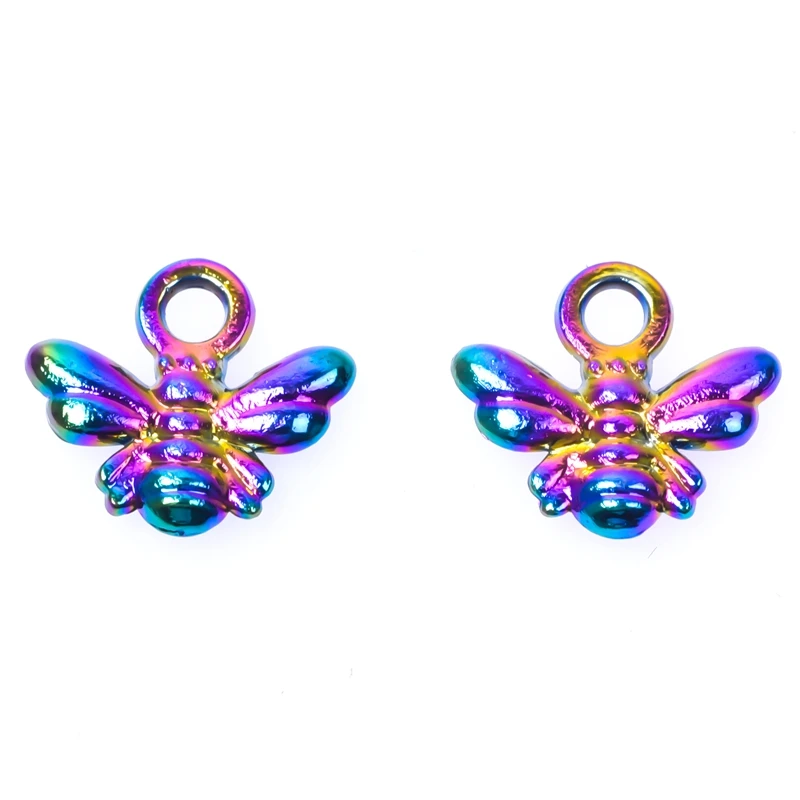 10pcs/Lot Unique Rainbow Color Moth Bee Charm Alloy Insect Pendant For Necklace Earrings Bracelet Jewelry Making Diy Accessories
