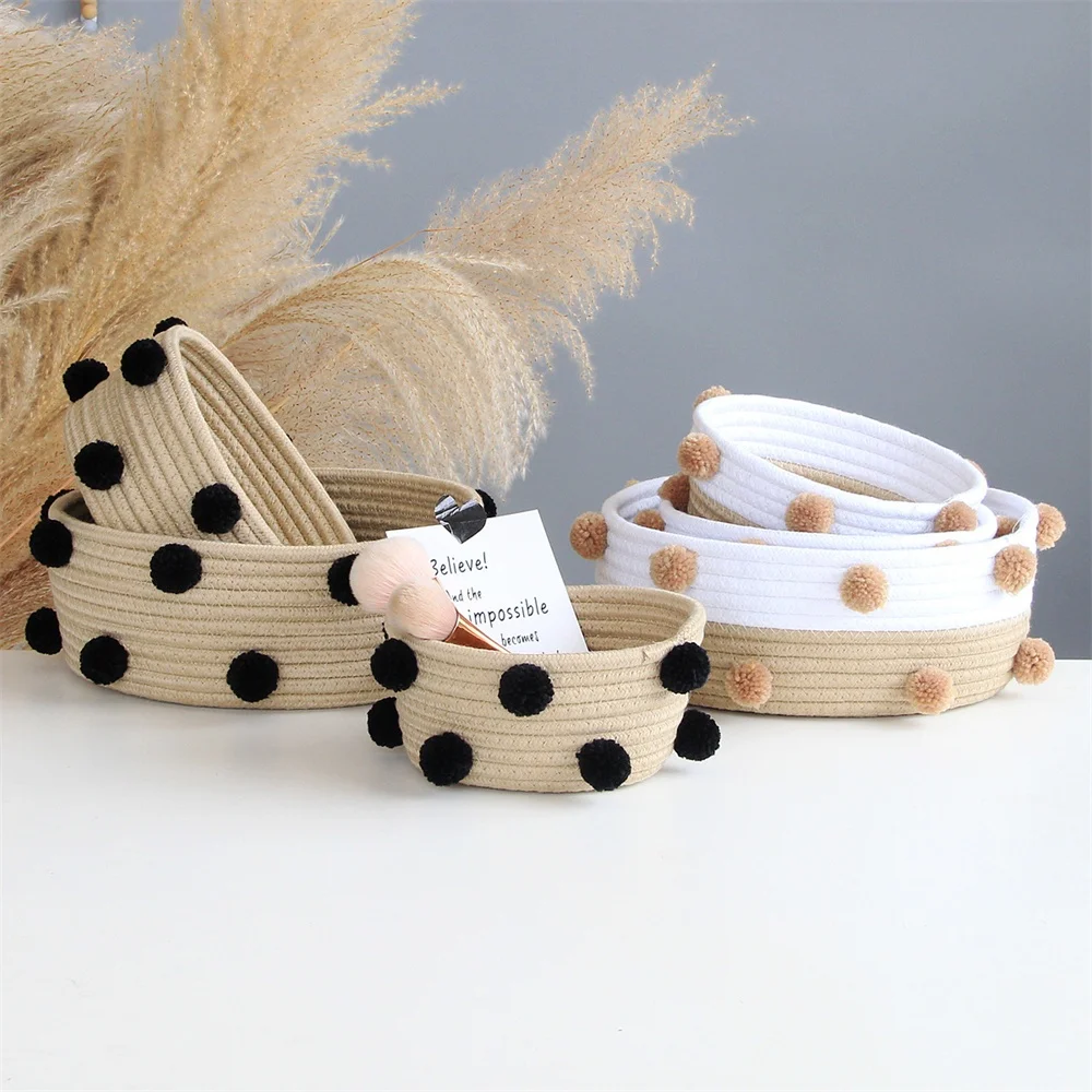 

Simple Table Top Home Storage Basket Simple Table Top Frame Cotton Rope Woven Nordic Style Storage Box Household Durable 2023