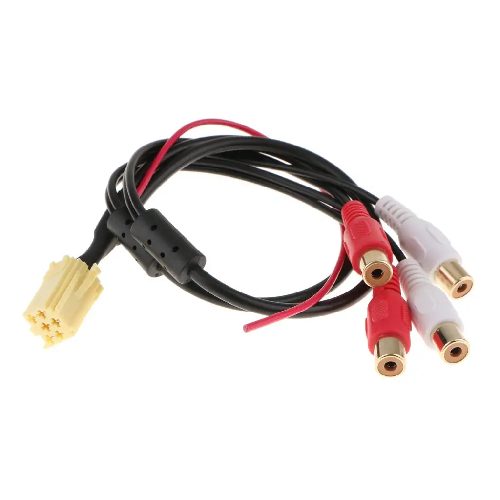 Aux Mini 6Pin ISO Adapter 4 RCA Cable for Blaupunkt VW AUDI Seat Skoda Ford