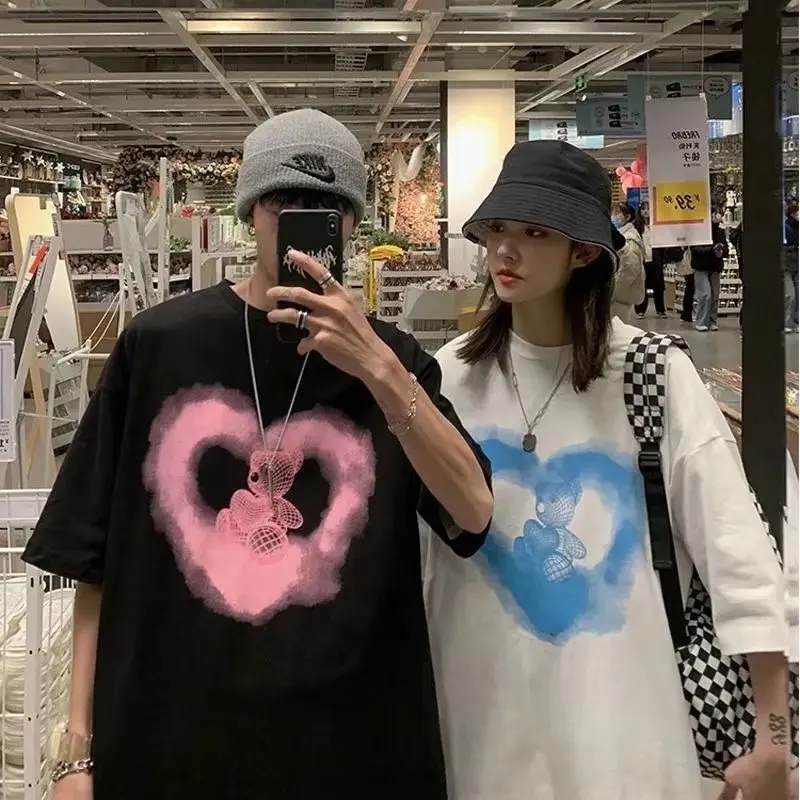 

New Women's Oversize T Shirt Summer Top Short Sleeve Cotton Tshirt Streetwear Hip Pop Harajuku Love Kawaii T-Shirt Woman Blouse