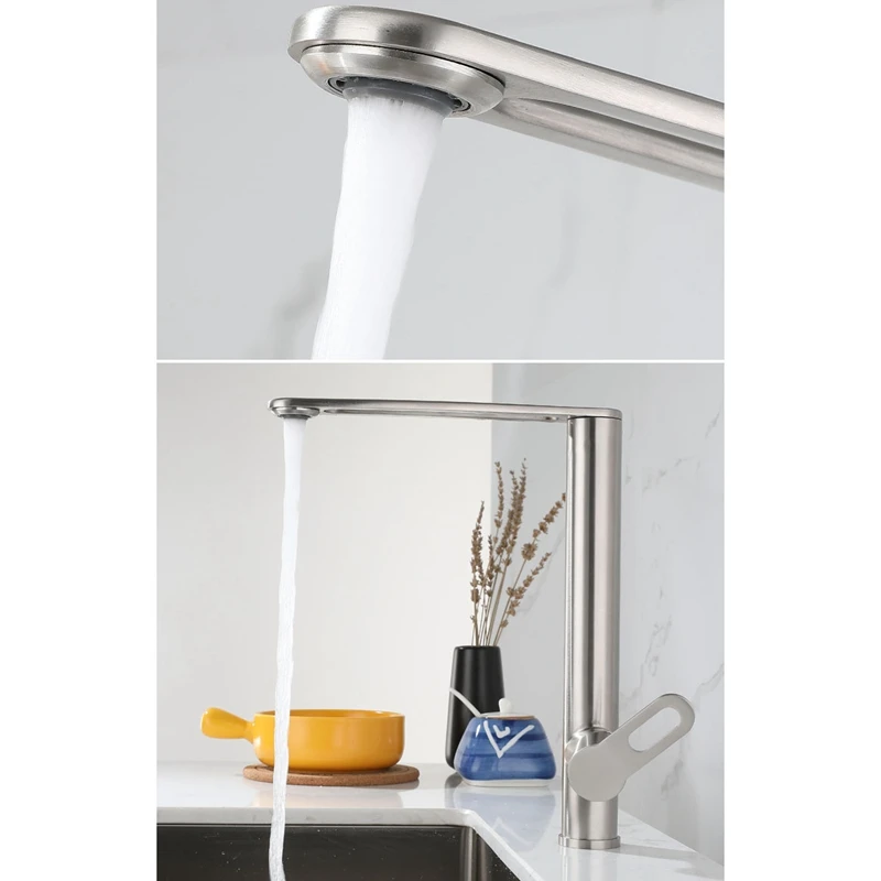 Акция! Смеситель из нержавеющей стали с одной ручкой вращающийся на 360 ° |