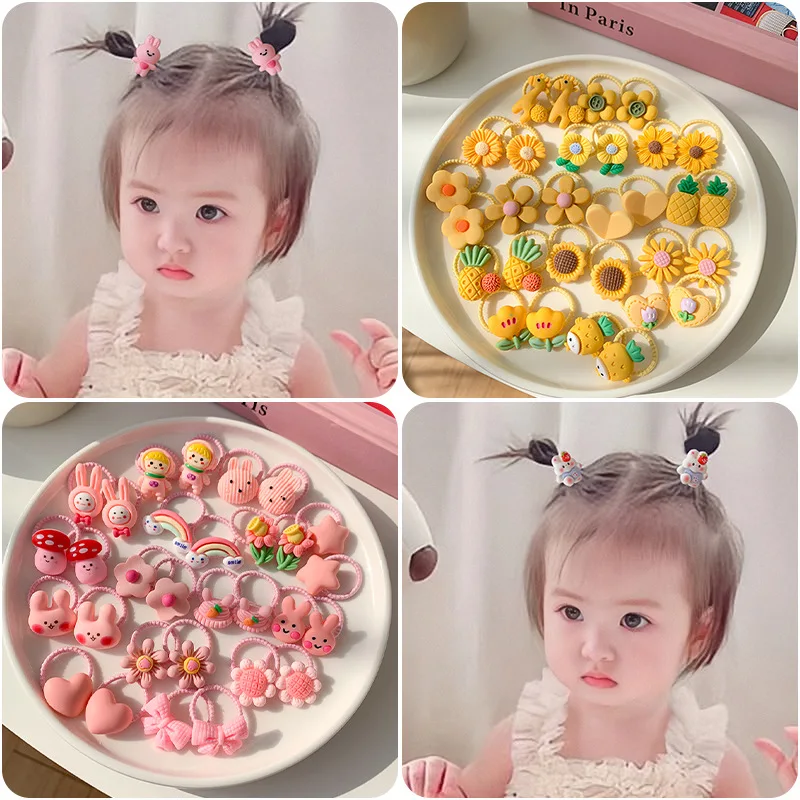 

30pcs/set New Hair Accessories for Girls Band Scrunchies Ties Opaska Do Wlosow Rubber Haargummi Tiara De Cabelo Cute Kids