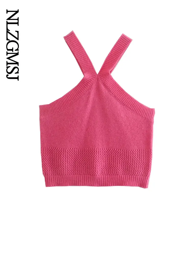 

Nlzgmsj ZBZA 2022 Women Summer Halter Top Sexy Vest Tanks Women Solid Sleeveless Camis Crop Tops Streetwear Camisole 202203