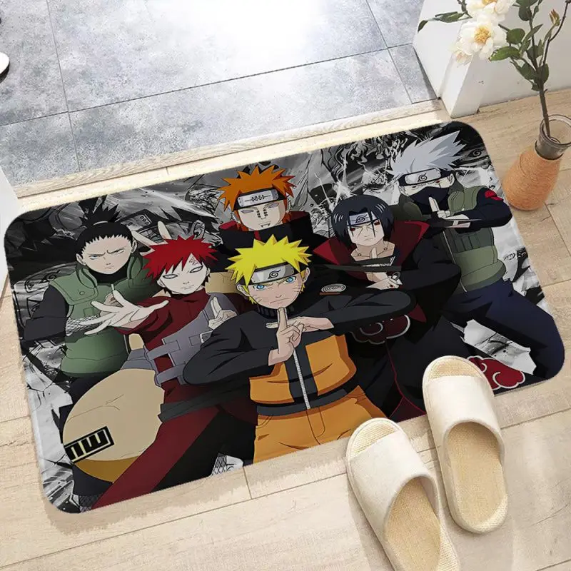 Фото Коврик для ванной BANDAI Naruto в скандинавском стиле, противоскользящий алюминиевый Придверный коврик для спальни, гостиной, дома, балкона №3