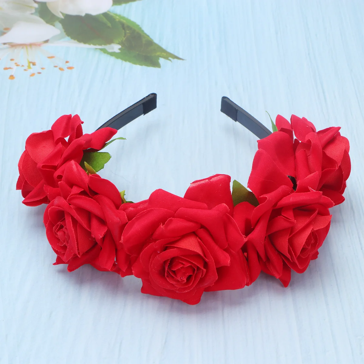 

1PC Simulation Flower Headband 3D Rose Headwrap Women Hair Hoops Creative Hair Band for Bride Wedding Photography (Red) Flowers