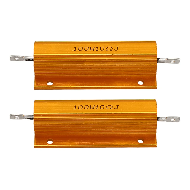 

2X Gold Aluminum Clad Power Resistor Resistance 100W, 10 Ohm 10R