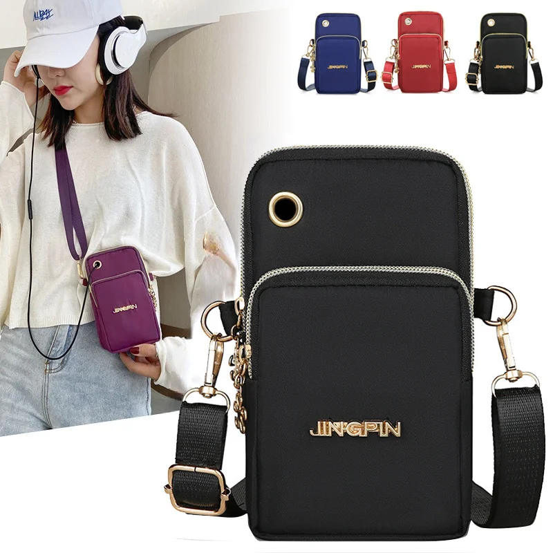 

New Balloon Mobile Phone Crossbody Bags for Women Fashion Women Shoulder Bag Cell Phone Pouch With Headphone Plug 3 Layer Wallet