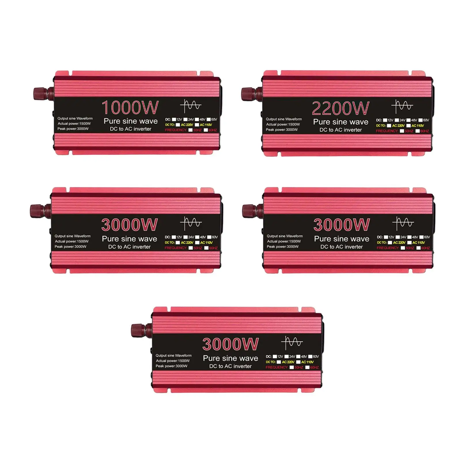 

Power Inverter, DC Input AC Output with Indicator Light for Laptop Professional Durable