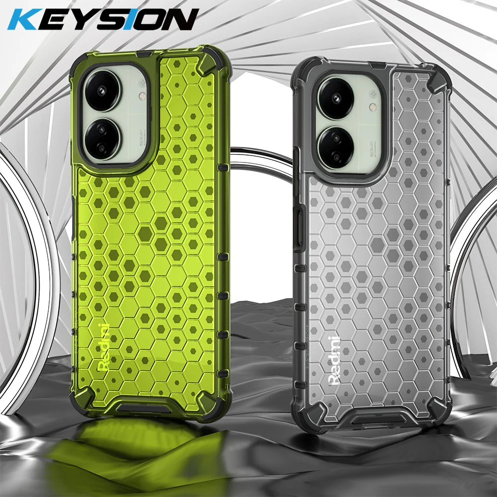 Противоударная задняя крышка KEYSION для телефона POCO C65 M6 искусственный силикон + ПК