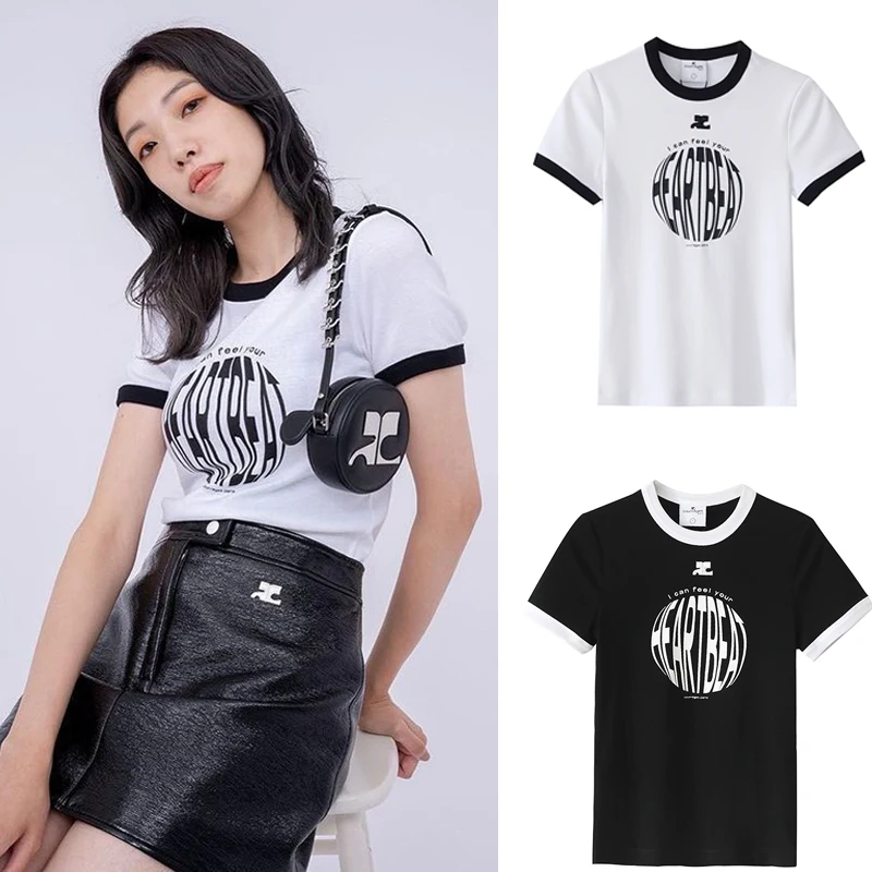 

Women Summer T-shirt Fashion Classic Trendy Luxury Designer Print Logo Slim Basic Tee 0244-4