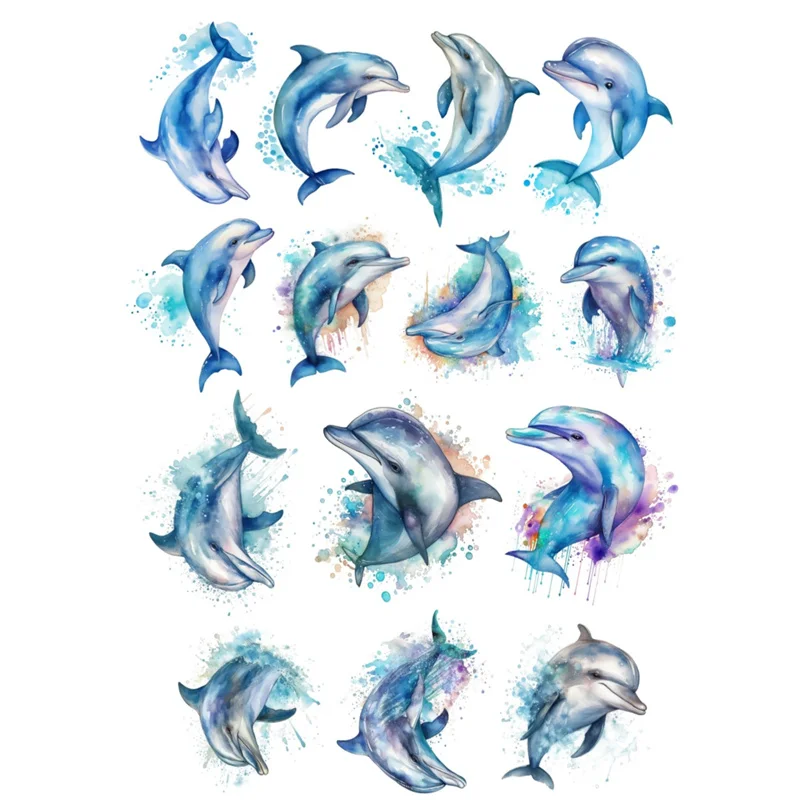 

Набор стикеров BLINGIRD сердечки с дельфинами