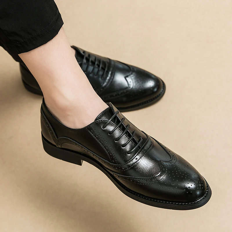 Свадебные мужские кожаные туфли модные в британском стиле для отдыха на открытом