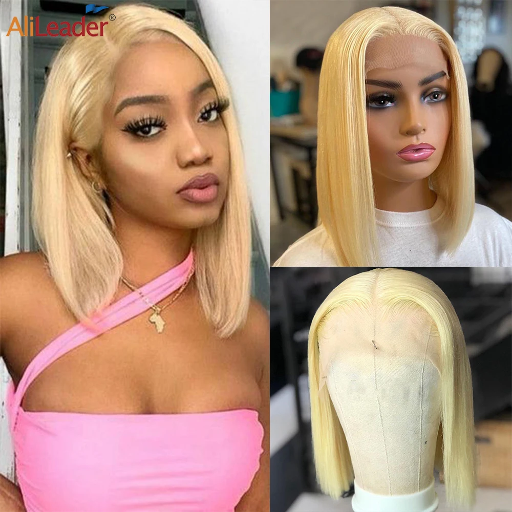 

Blonde Short Bob Lace Front Wig Syntehtic Glueless Full Lace Wigs Fashion Hair Wigs For Women Alileader Straight Women's Wigs