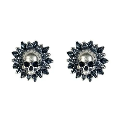 

Punk Flower Petal Skull Stud Earrings Skull Biker Plant Earrings Fashion Hot Ear Pendants Gothic Unisex Jewelry Wholesale
