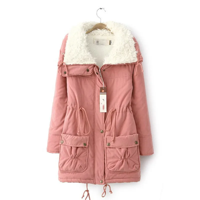 

2022 Warm Jacket Pink Top Korean Fashion Clothing Autumn Coats Black Outwear Winter Parka Women Cotton Coat