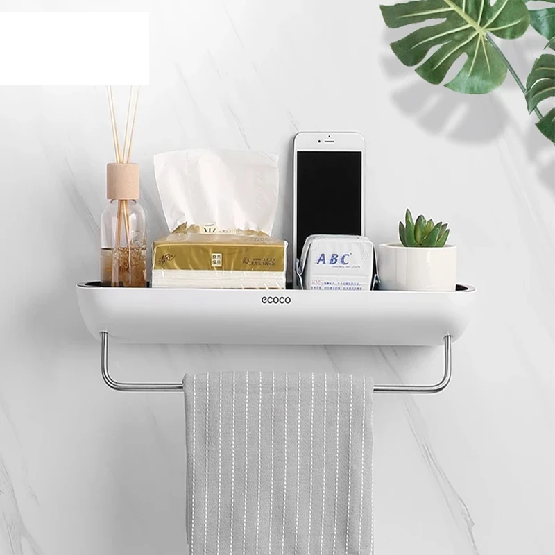 Съемная настенная полка для ванной комнаты органайзер душа монтируемая вешалка