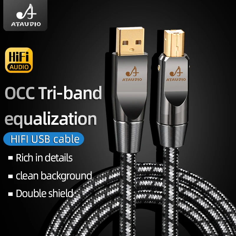 

ATAUDIO HiFi USB Cable USB Type A To B Audio usb otg type B Cable For PC DAC Mobile