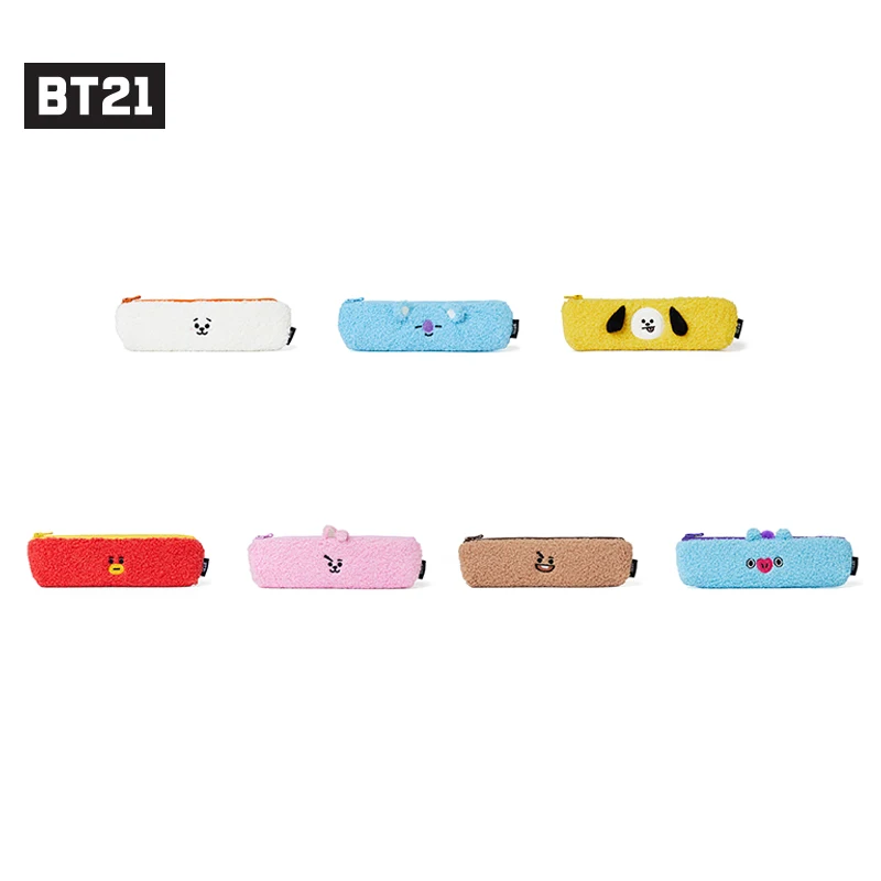 Line Friends BT21 Plush Pencil Pouch Kawaii TATA COOKY KOYA CHIMMY RJ SHOOKY Cute Pen Bag Stationery Cosmetic Storage Bag Gift