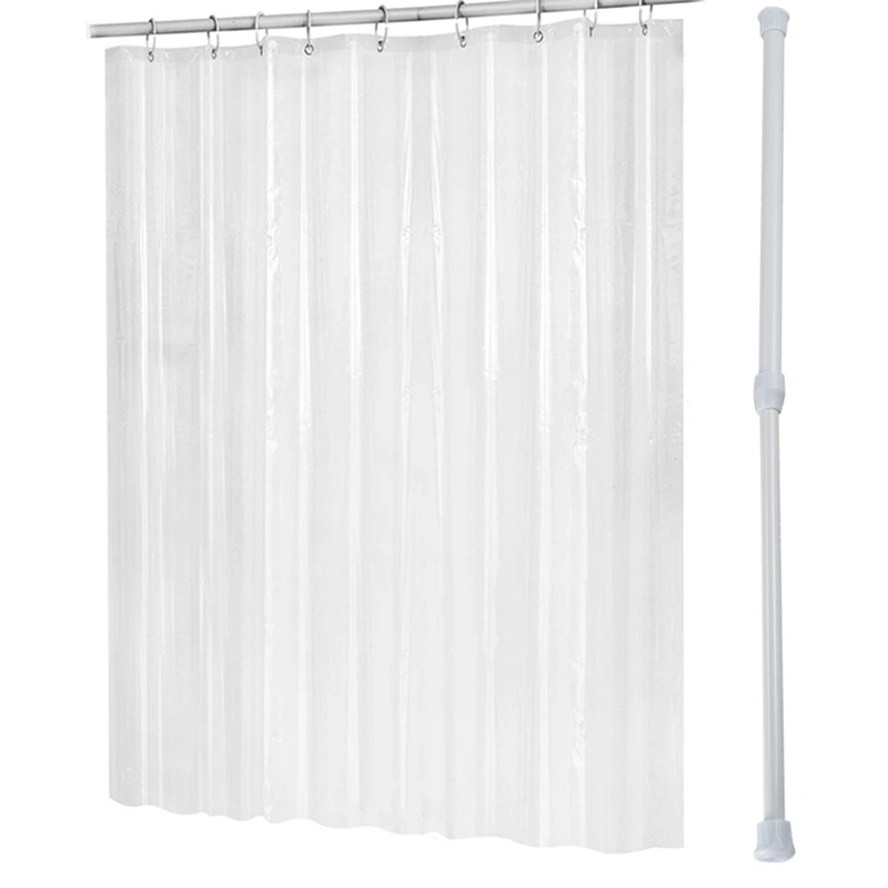 

Telescopic Shower Rod Telescopic Rod Rod Shower White 30-50 Cm & 180Cmx180cm Plastic Peva Shower Curtain