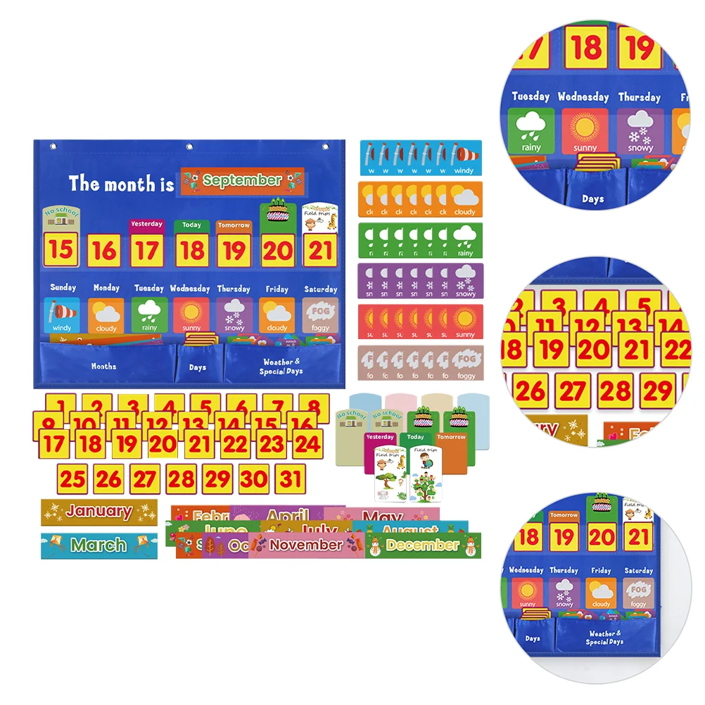 

Calendar Weekly Pocket Chartwall Hanging Education Classroomweatherkids With