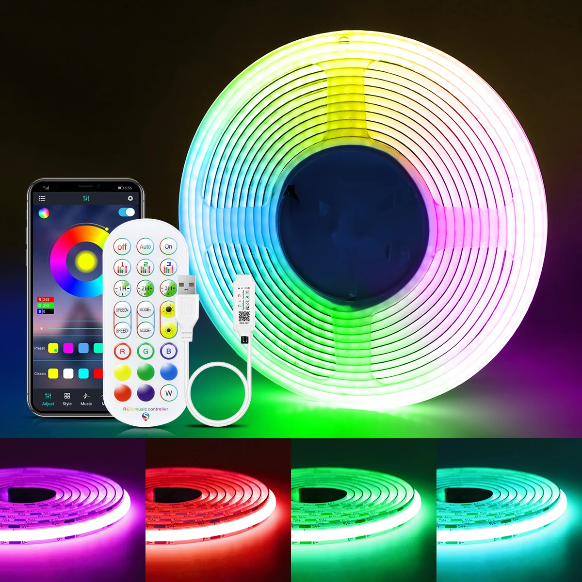 

RGB Светодиодная лента MALITAI 576 светодиодов/м 5В USB Bluetooth