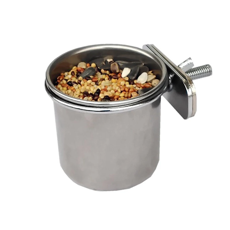 

Pet Birds Hanging Cage Bowl Dish Cup Anti-turnover Stainless Steel Feeding Food Drinking Feeder for Parakeet Lovebird Finches