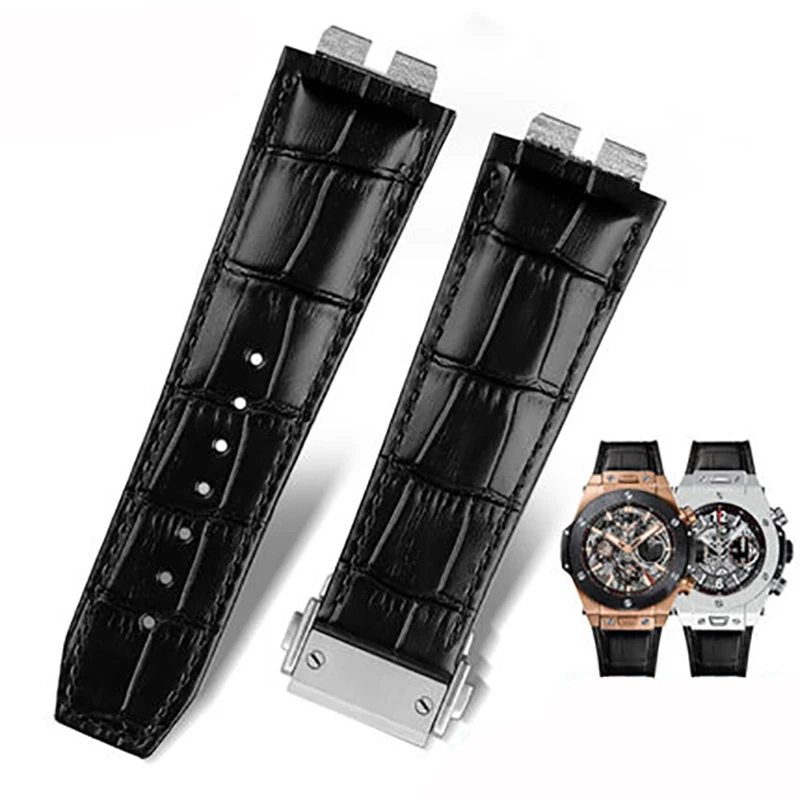 Quick Release Genuine Cowhide Leather Strap for Hu-blot Big-Bang 411 Series Watchband Bracelet High Quality Black Watch Belt