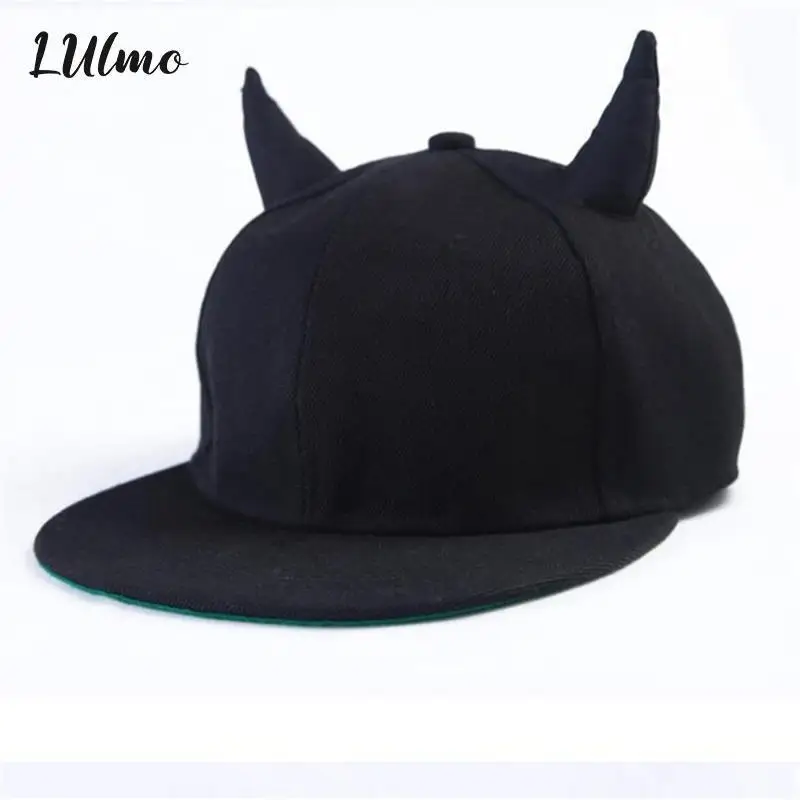 Novelty Black Cotton Punk Horn Baseball Cap Hip-hop Hat Snapback Baseball Caps With Horns for Men Women