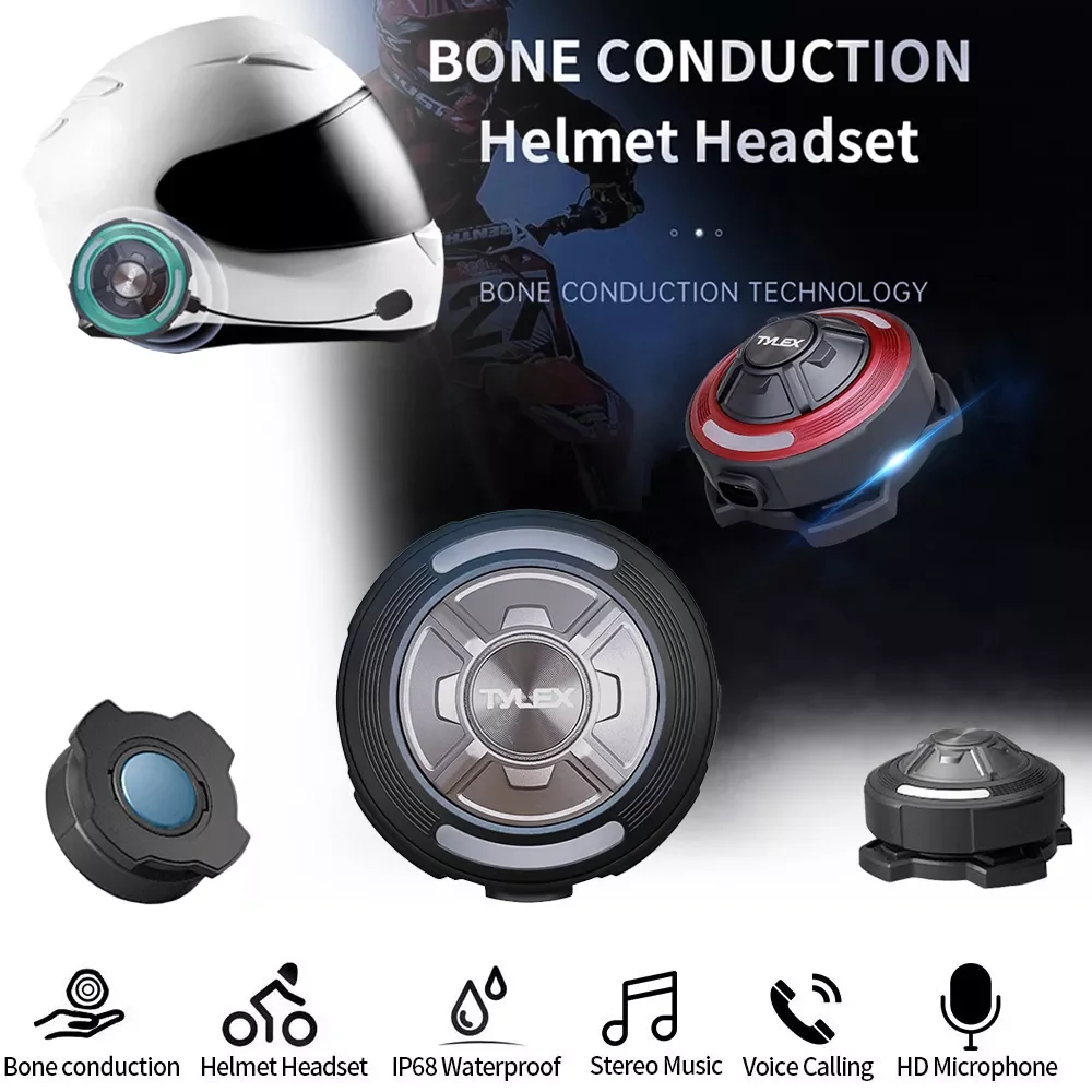

Bluetooth-гарнитура для мотоциклетного шлема с костной проводимостью, водонепроницаемые беспроводные наушники, стерео музыкальный проигрыват...