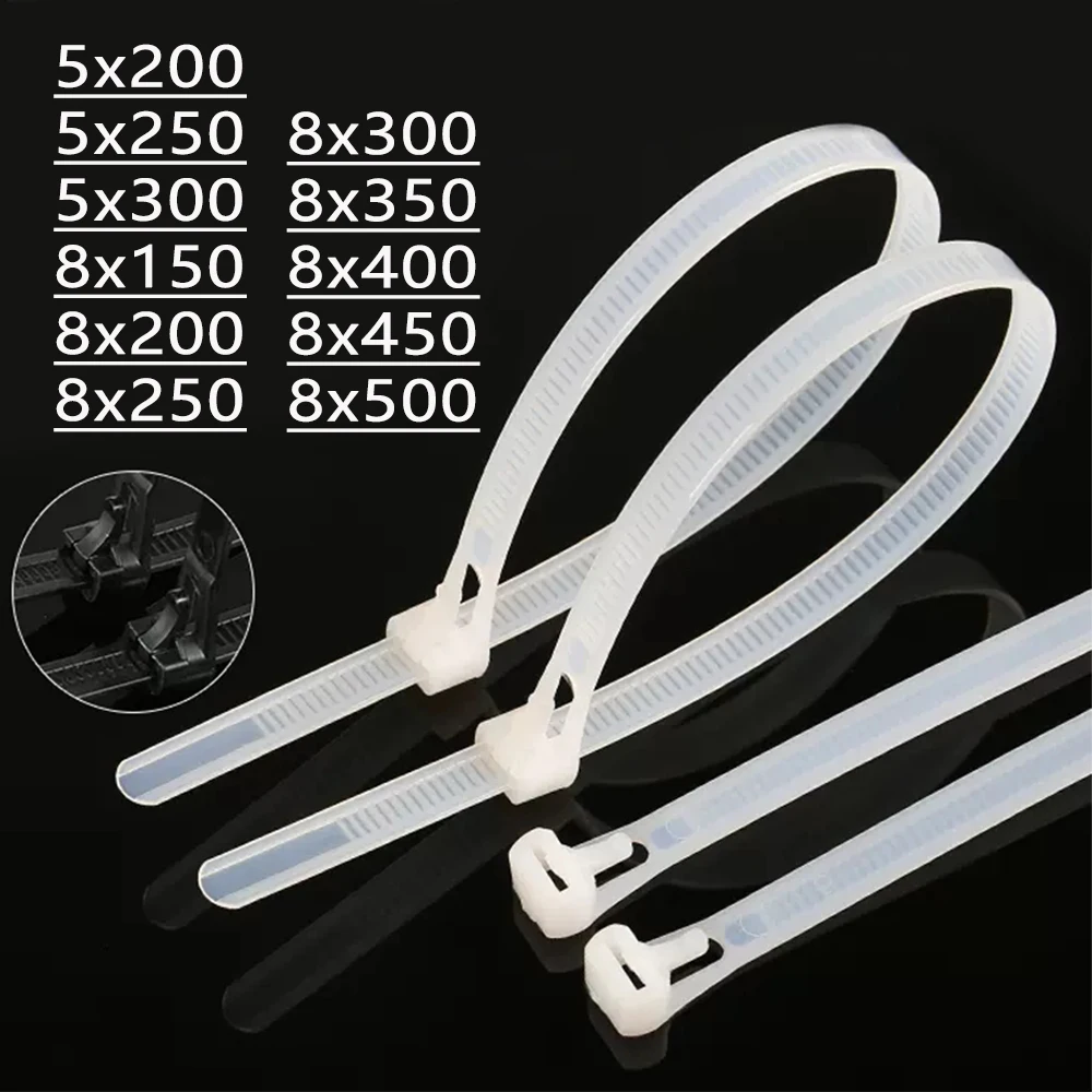 

Removable Nylon Strap Black 5mm 8mm Reusable Plastic Self-locking Strap Retractable Zipper Strap Fixed Strap Black 5*200 8*300