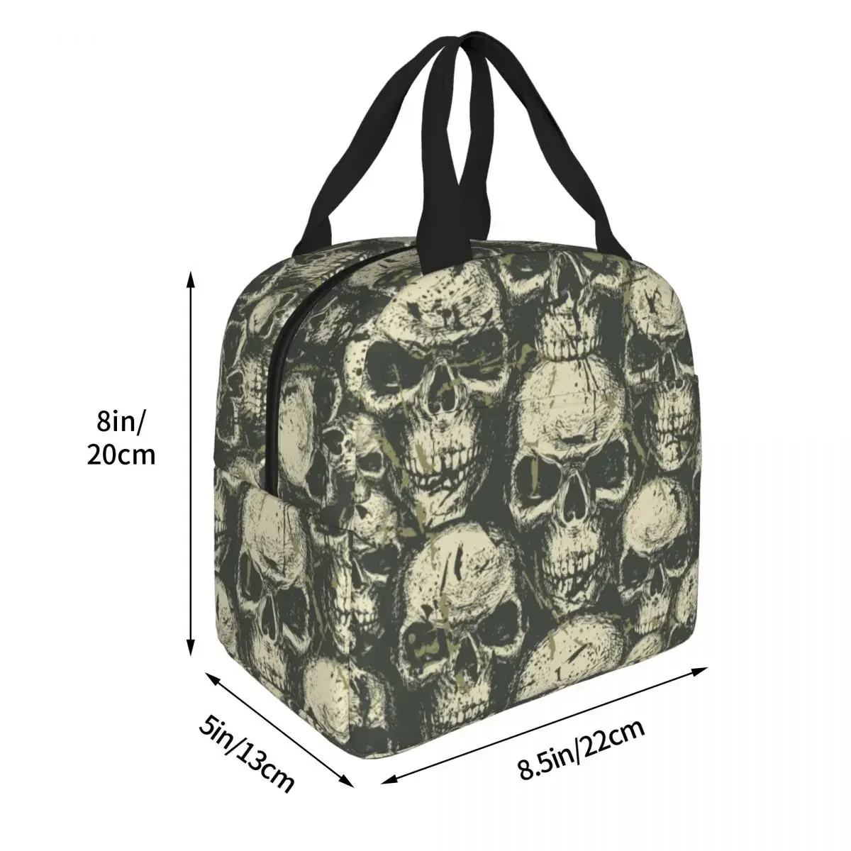 Сумка для ланча в стиле гранж с изображением зловещих черепов