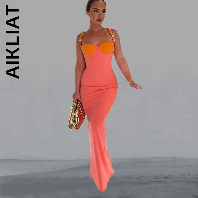 

Aikliat Women New Dress Basic Strapless Sexy Bodycon Maxi Dress Women Sleeveless Backless Long Party Dress Woman Female Vestidos