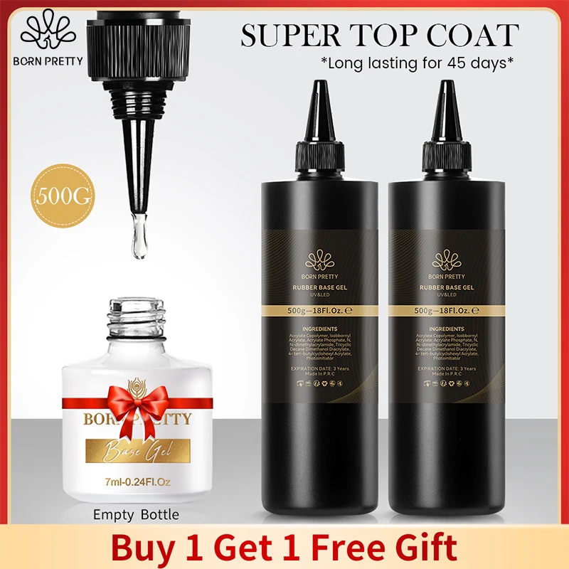 BORN PRETTY 500 г базовый гель супер верхнее покрытие матовое верхнее покрытие резиновая основа гель отмачиваемый УФ гель для ногтей Гель-лак для салона литейный гель