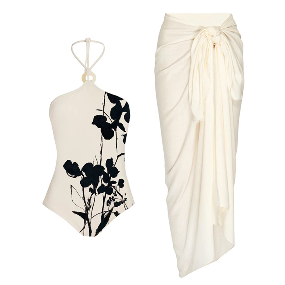 

One Piece Swimsuit Women Fashion Print Swimwear Cover Up Sexy Backless Push Up Bathing Suit High Waist Bikini Fashion Beachwea