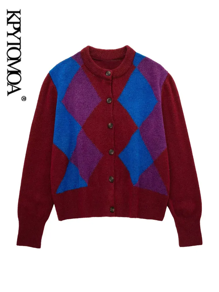 

KPYTOMOA женский модный вязаный кардиган с пуговицами спереди, винтажный свитер с круглым вырезом и длинным рукавом, женская верхняя одежда, ши...